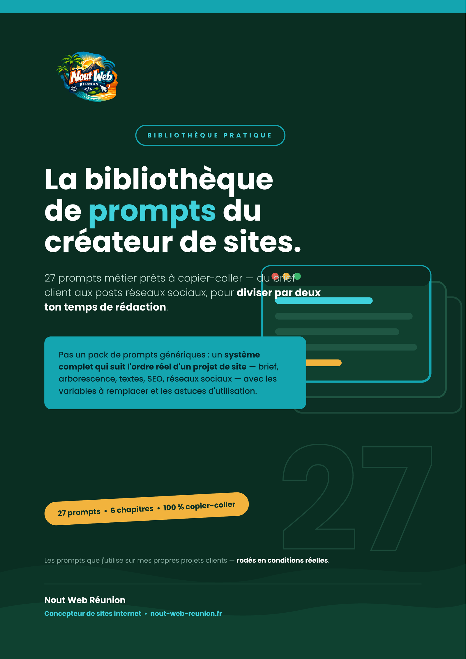 Ebook La Bibliothèque de Prompts du Créateur de Sites par Nout Web Réunion