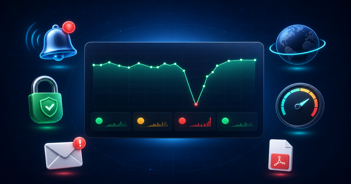 Sitalerte, application de surveillance de site web : tableau de bord de disponibilité, alertes panne, SSL et temps de réponse