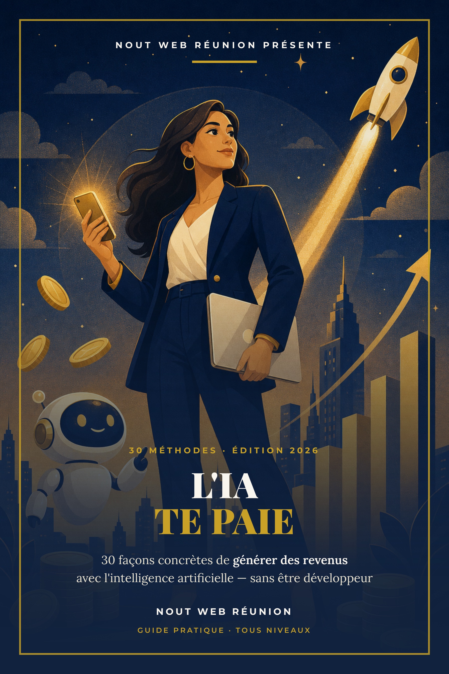 Ebook L'IA TE PAIE : 30 façons concrètes de générer des revenus avec l'IA en 2026