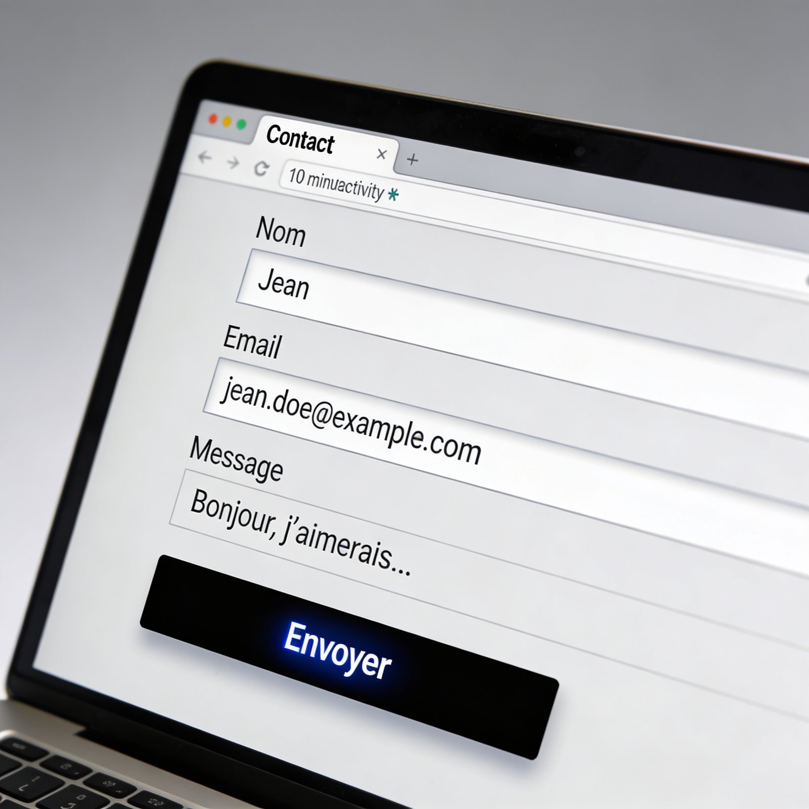 Formulaire de contact abandonné par un utilisateur sur internet