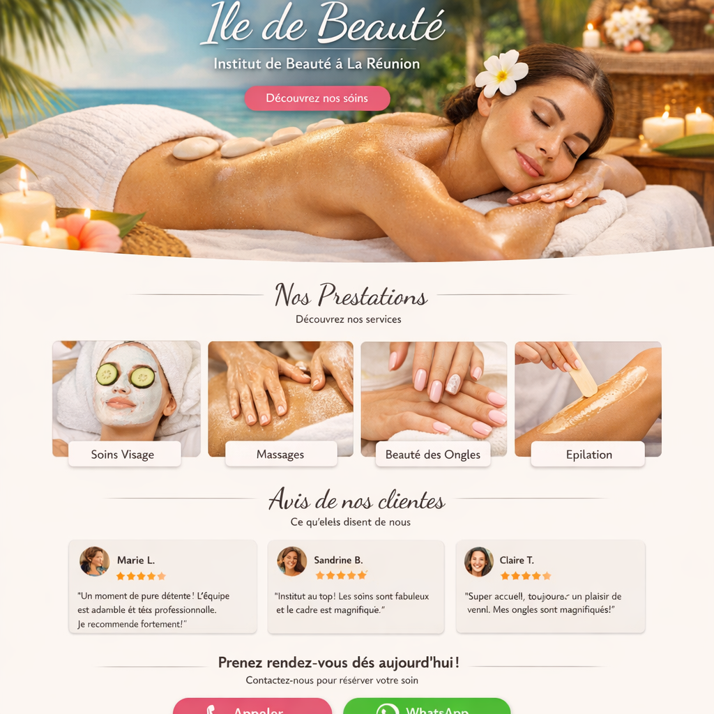Exemple de structure site institut beauté 974