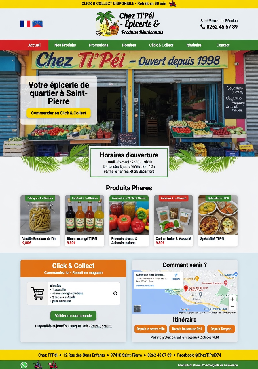 Exemple de structure site commerce de proximité 974