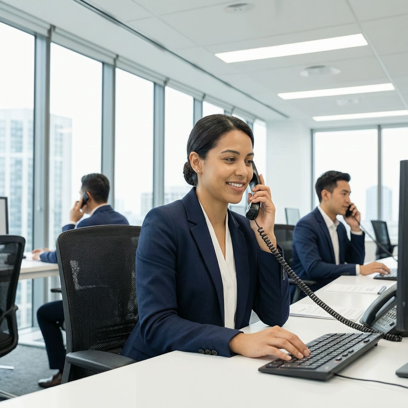 Service client professionnel répondant aux réclamations au téléphone